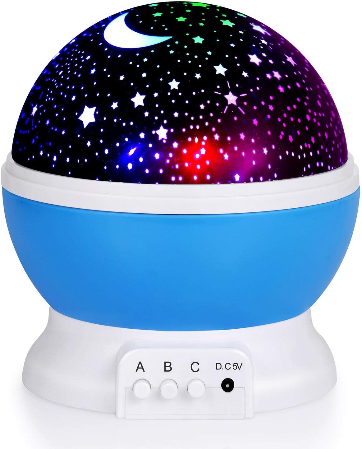 eWINNER Topluss Led Night Light Moon And Star Romantic Rotating Sky Cover Projector (Blue)
