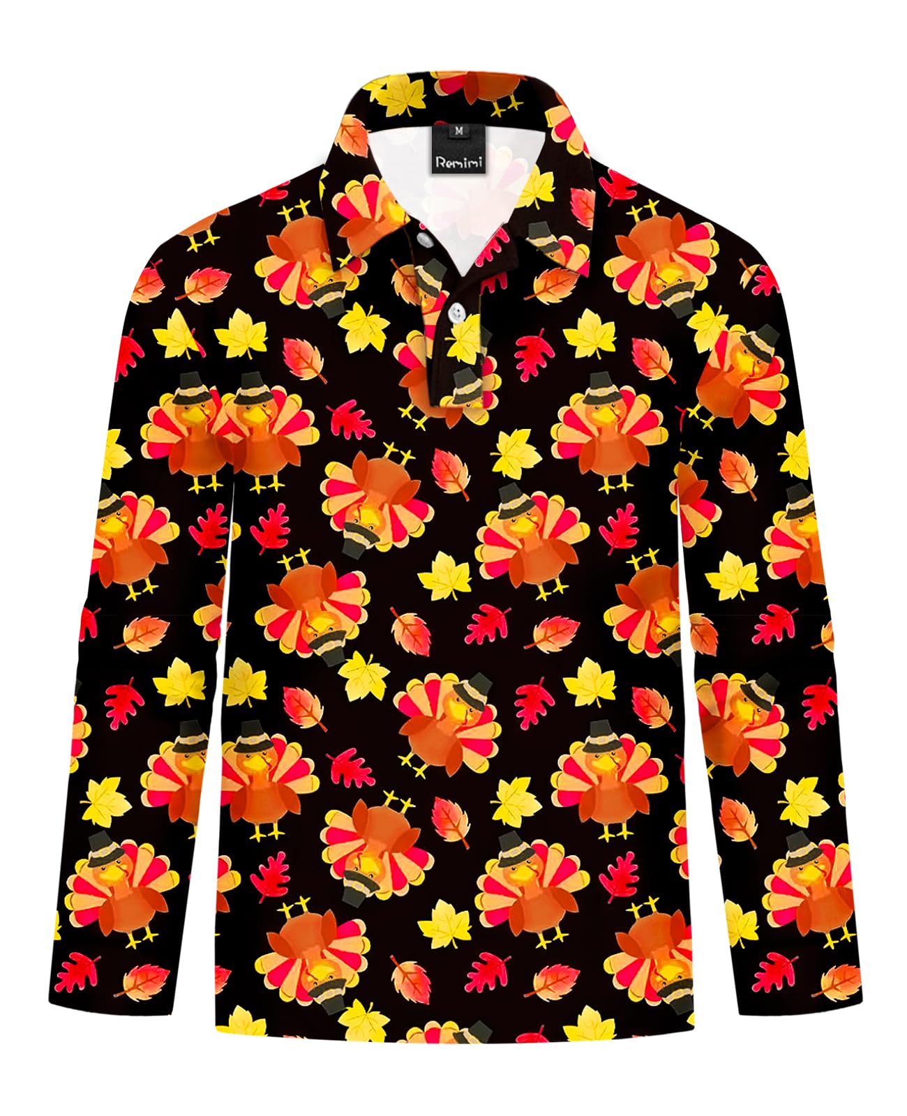 Remimi Kids Valentines Print Polo Shirt Mardi Gras Long Sleeve Collared Shirts 5-14 Years