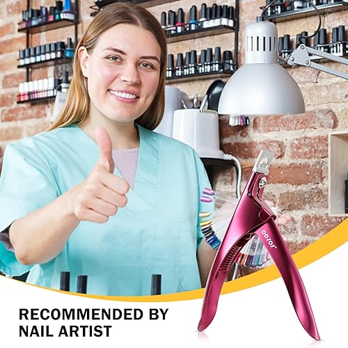 Vista 8 de BEZOX Sharp Blade Acrylic Nail Clipper, Professional and High Precision Nail Tip Cutters, False Nail Cutter for Nail Tips Rojo