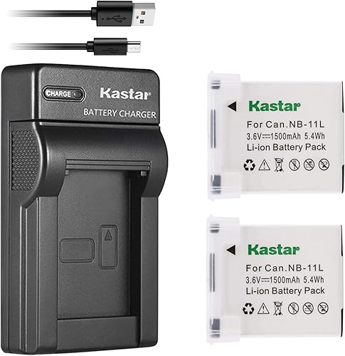 Kastar Batería (X2) y cargador USB delgado para Canon NB-11L y PowerShot SX410 es SX400 es ELPH 170 es 340 HS 320 HS 130HS 110 HS 1150 HS A2300 es
