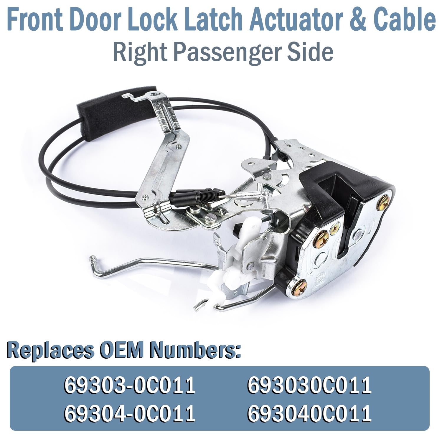 Front Door Lock Latch Actuator & Cable - Right Passenger Side For 2001-2007 Toyota Sequoia & 2005-2006 Tundra Double Cab