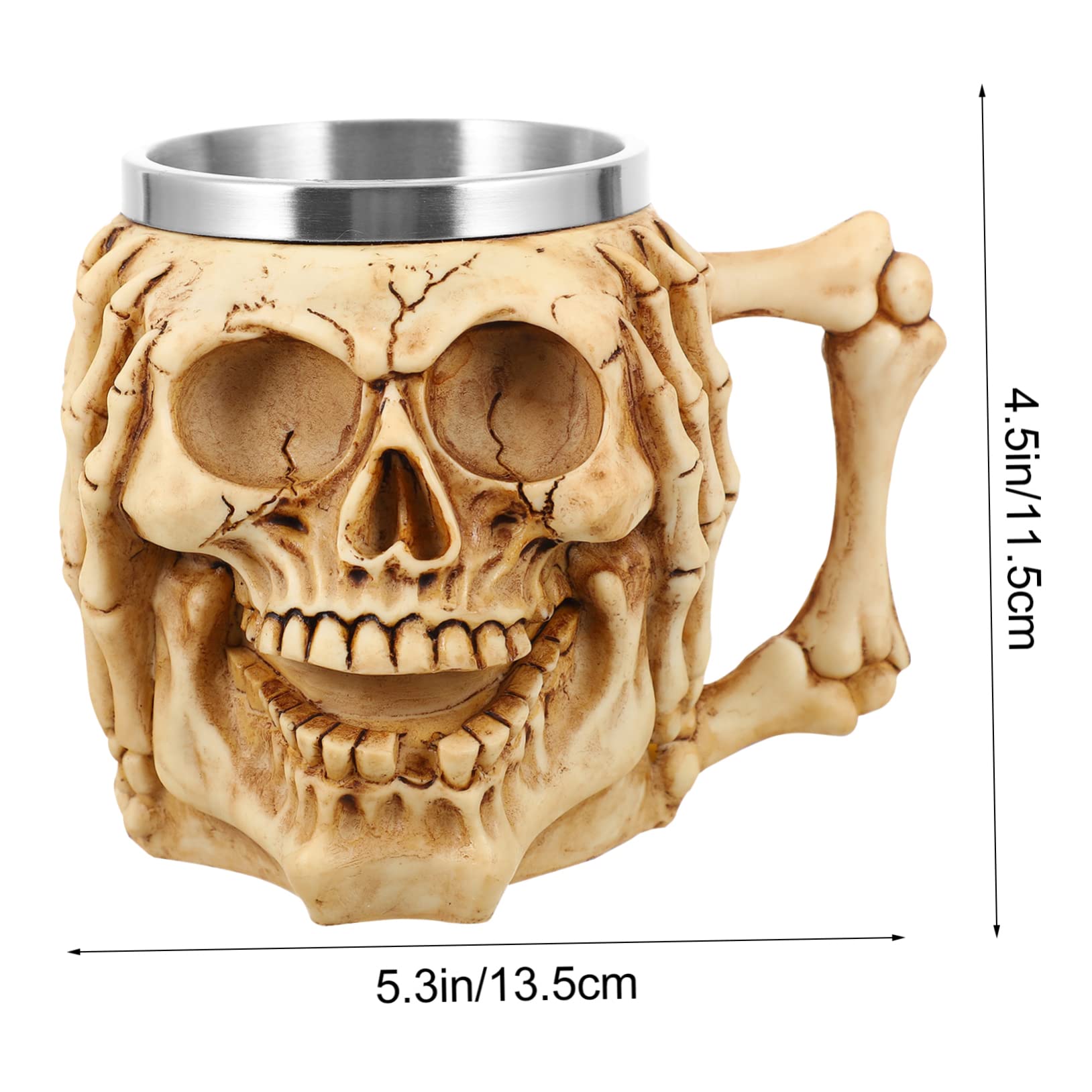 PRETYZOOM 3 Piezas Tazas Decoración De Halloween Esqueleto Vasos Vikingo Taza De Café Gótico Caldero Forma De Calavera Copa Esqueleto Copa De Beber Cuerno Cráneo Taza De Té De Acero