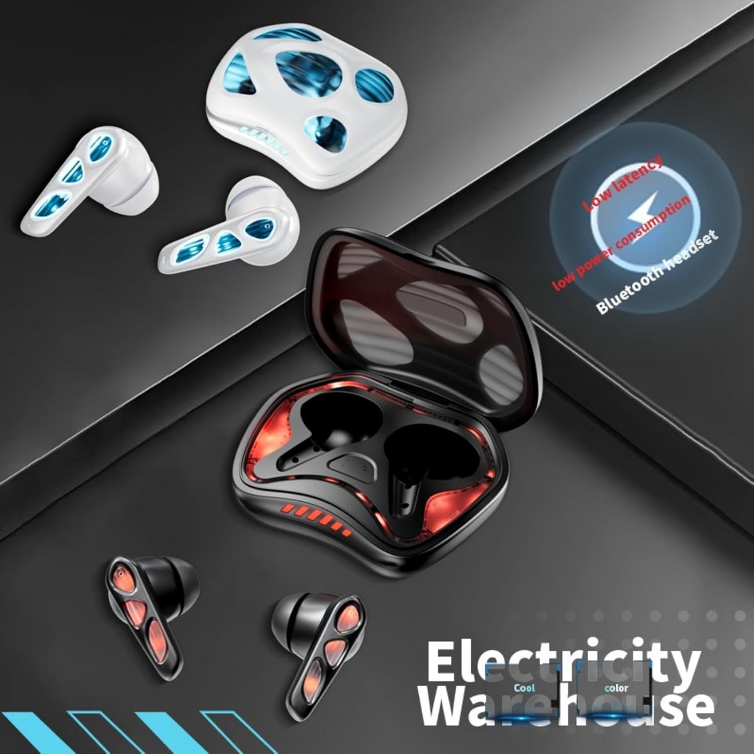 Xmenha Cool RGB Mecha True Wireless Bluetooth 5.4 Kids Gaming Earbuds Headsets with Mic Gifts for Gamer Boys Men Kids Low Latency Earbuds Earphones Gaming Blue Tooth Ear Buds for iPhone Android PC