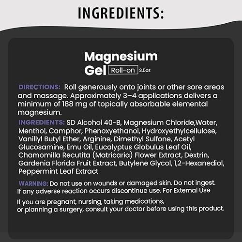 Miniatura 6 de Magnesio Roll-On 3oz  Zechstein Magnesio + Arginina  Alivio muscular y articular para espalda, cuello, piernas y pies  Mejora el ciclo del sueño,