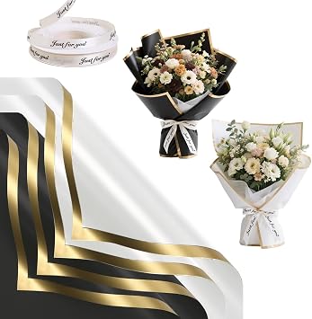 ertlutw Flower Wrapping Paper 2 Colors Flower Bouquet Wrapping Papers 56cm