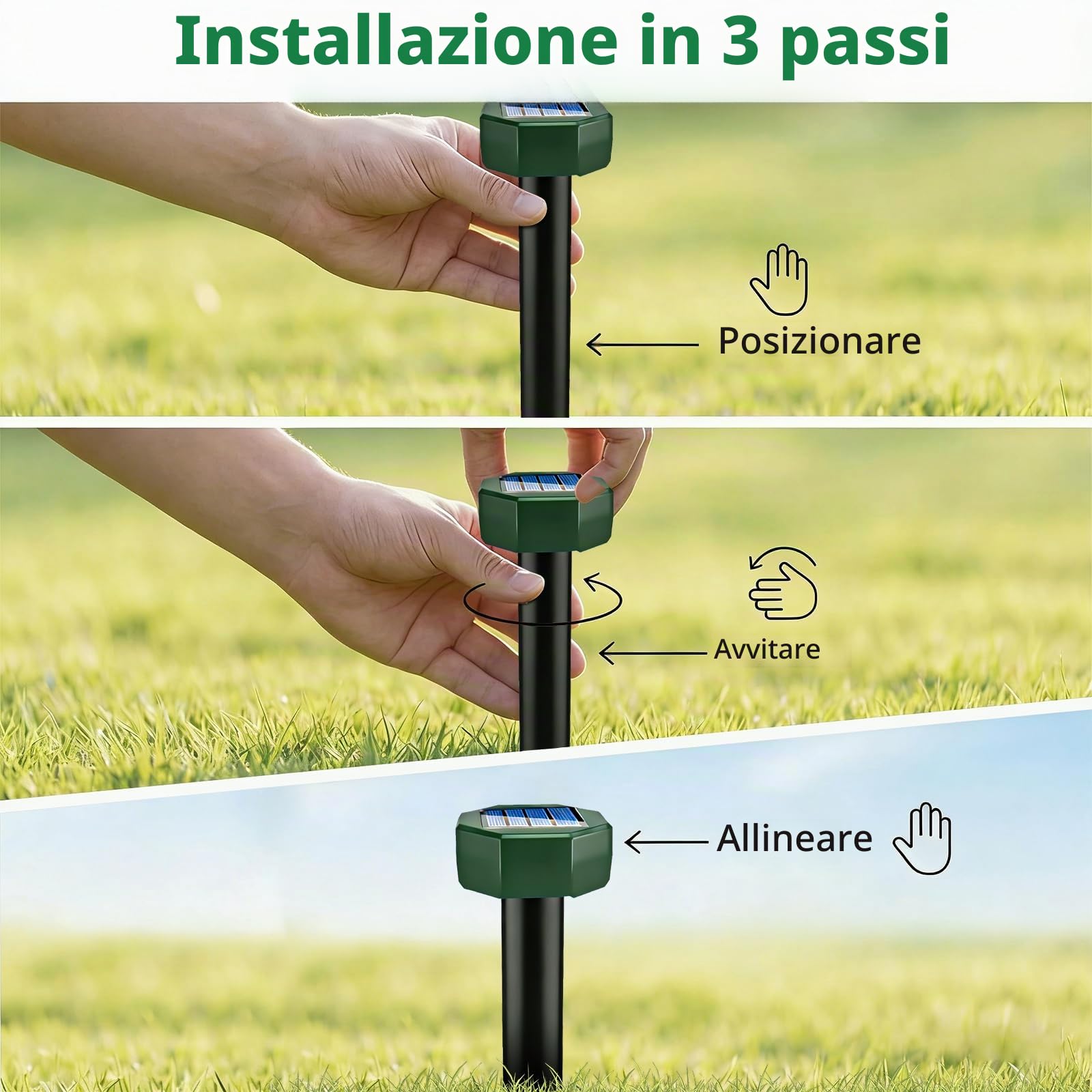 Scaccia Ultrasuoni Solare, Repellente per Topi 8 Pezzi,Repellente Ultrasuoni Solare con Impermeabile, Dissuasori per Talpe,Anti Talpe,Gopher, Serpenti
