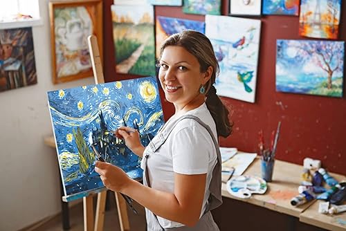 Miniatura 5 de TOCARE Paint by Numbers Starry Sky Castle, kit de pintura abstracta por números para adultos principiantes, kits de pintura por números para