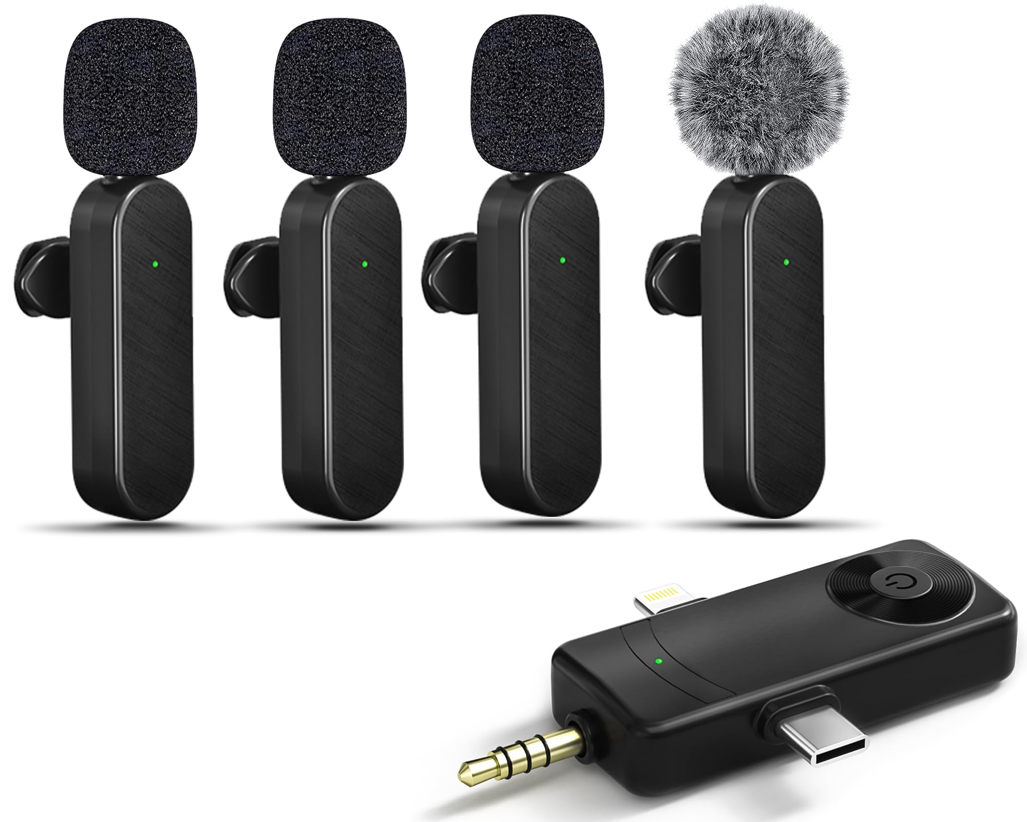 Wireless Lavalier Microphones, Wireless Mini Microphone for Video Recording, Vlog, YouTube, TikTok?4 Mic ?