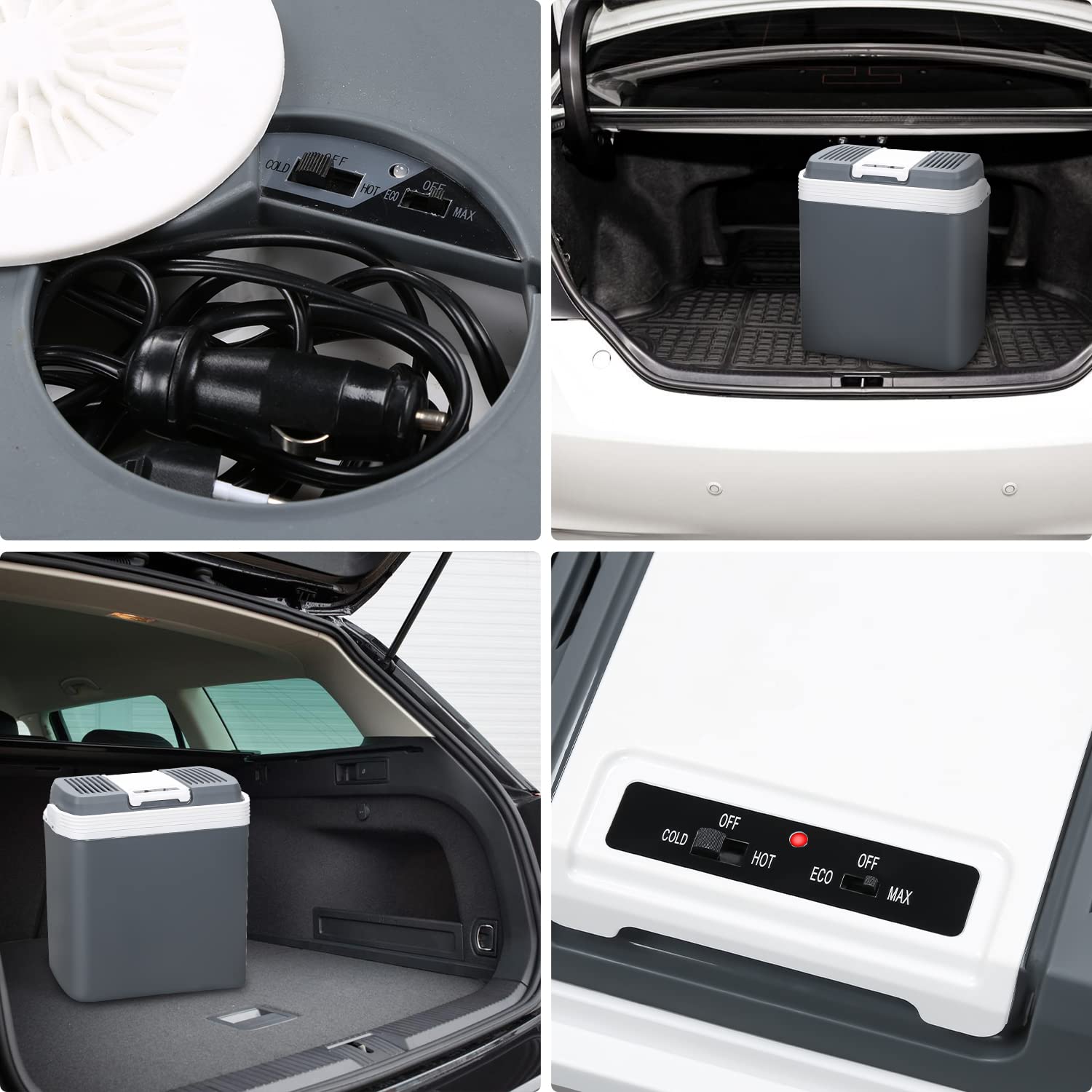 Gimisgu Elektryczna lodówka podróżna do samochodu, 24 l, z funkcją chłodzenia i utrzymania ciepła, przenośna mini lodówka, 12 V i 230 V, tryb ECO z kablem, do samochodu, na kemping