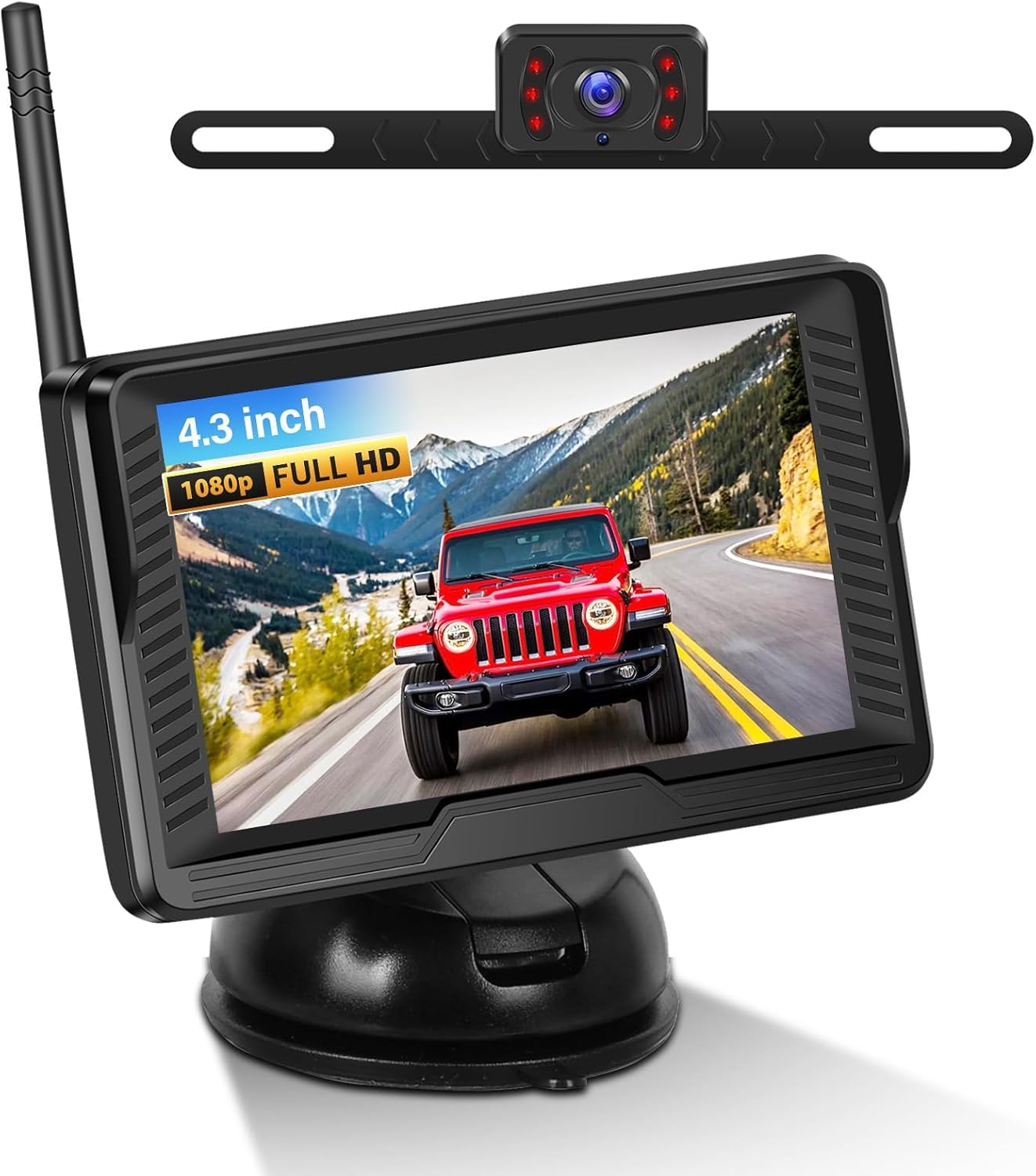 Wireless Digitales drahtloses Rückfahrkamera Kit mit 4,3" IPS-Bildschirm Nachtsicht IP69 wasserdichte Rückfahrkamera mit Weitwinkel für Vans, Trucks, Camping Cars, RVs