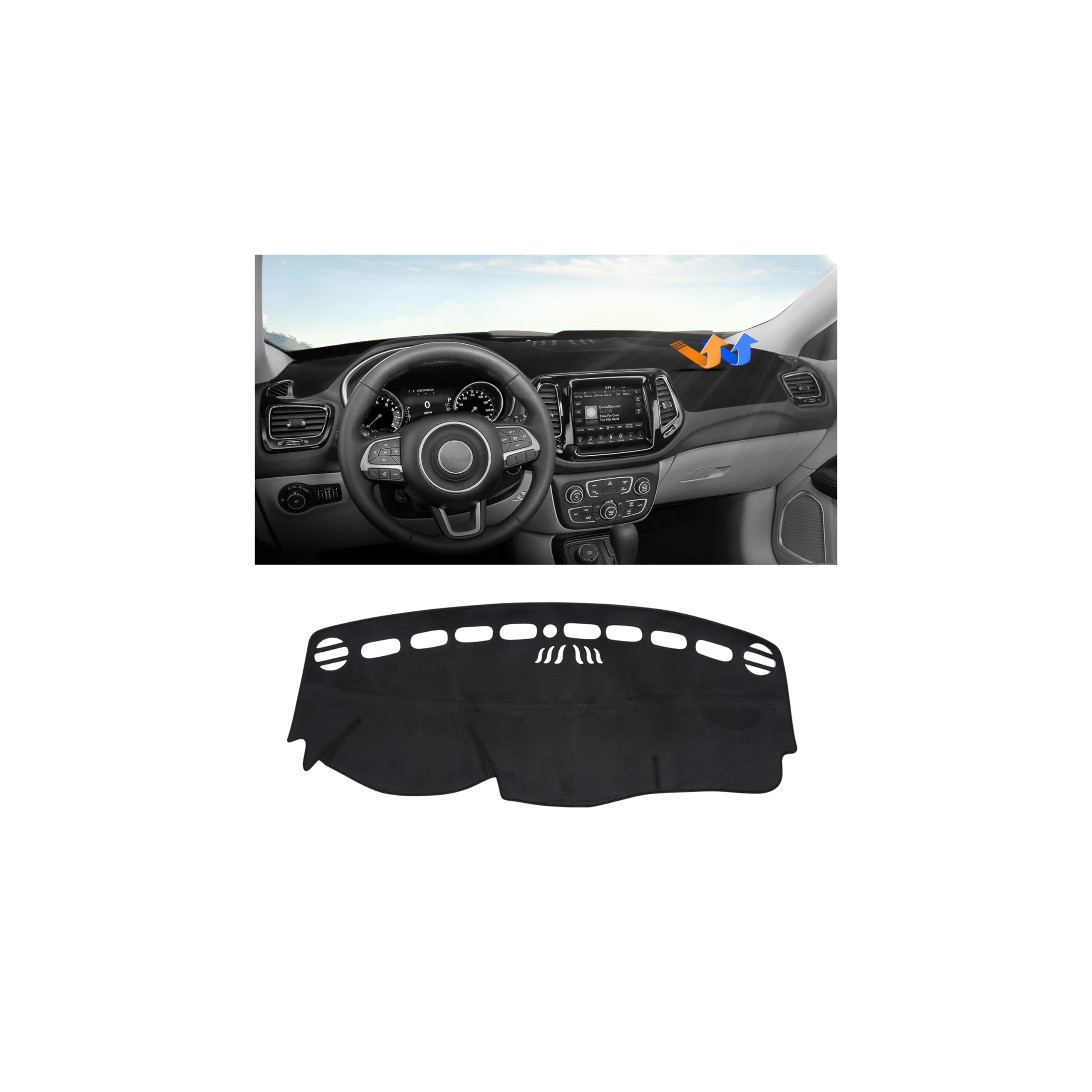 Autorder Dashboard Cover Mat for Jeep Compass 2017-2020 2021 Accessories Dash Cover Upgrade Flannel Dash Mat Sunshade Glare UV Rays Protector