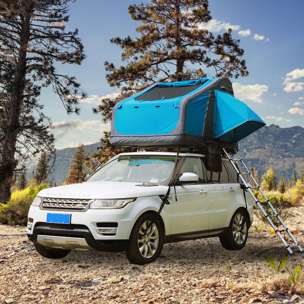 UNISTRENGH Car Roof Top Tent Glamping 3 Person Inflatable Fishing Tent for Outdoor Camping (Blue-Updated Version, 86.61