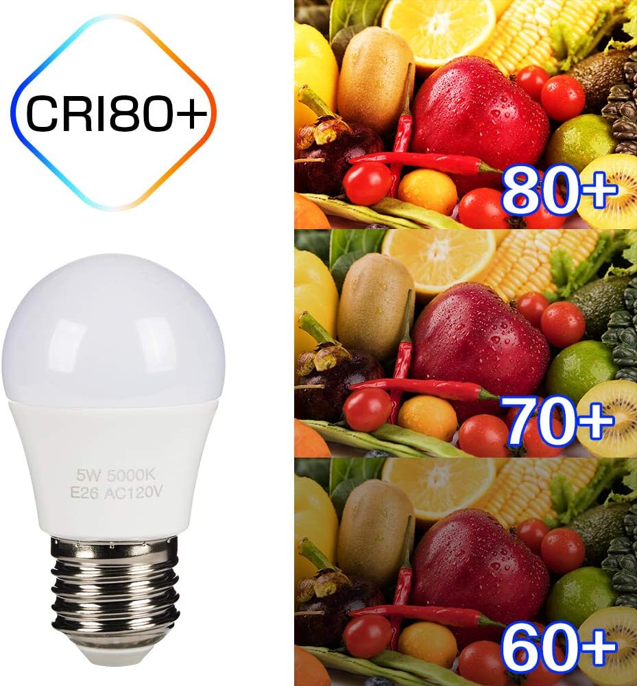 Zorykn Refrigerator LED Light Bulb,120V A15 5W Waterproof Bulb,40 Watt Incandescent Equivalent,400lm,5000K Daylight,E26/E27 Medium Base,Freezer Kitchen Bathroom Ceiling Home Lighting,2 Pack