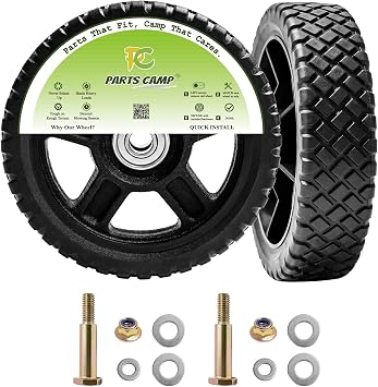 Parts Camp Lawn Mower Wheel Kits 6 inch Plastic Wheels for Push Mower | Universal Cart Wheels with 1/2" Axle Bore Fit Garden Carts Air Compressor Set of 2