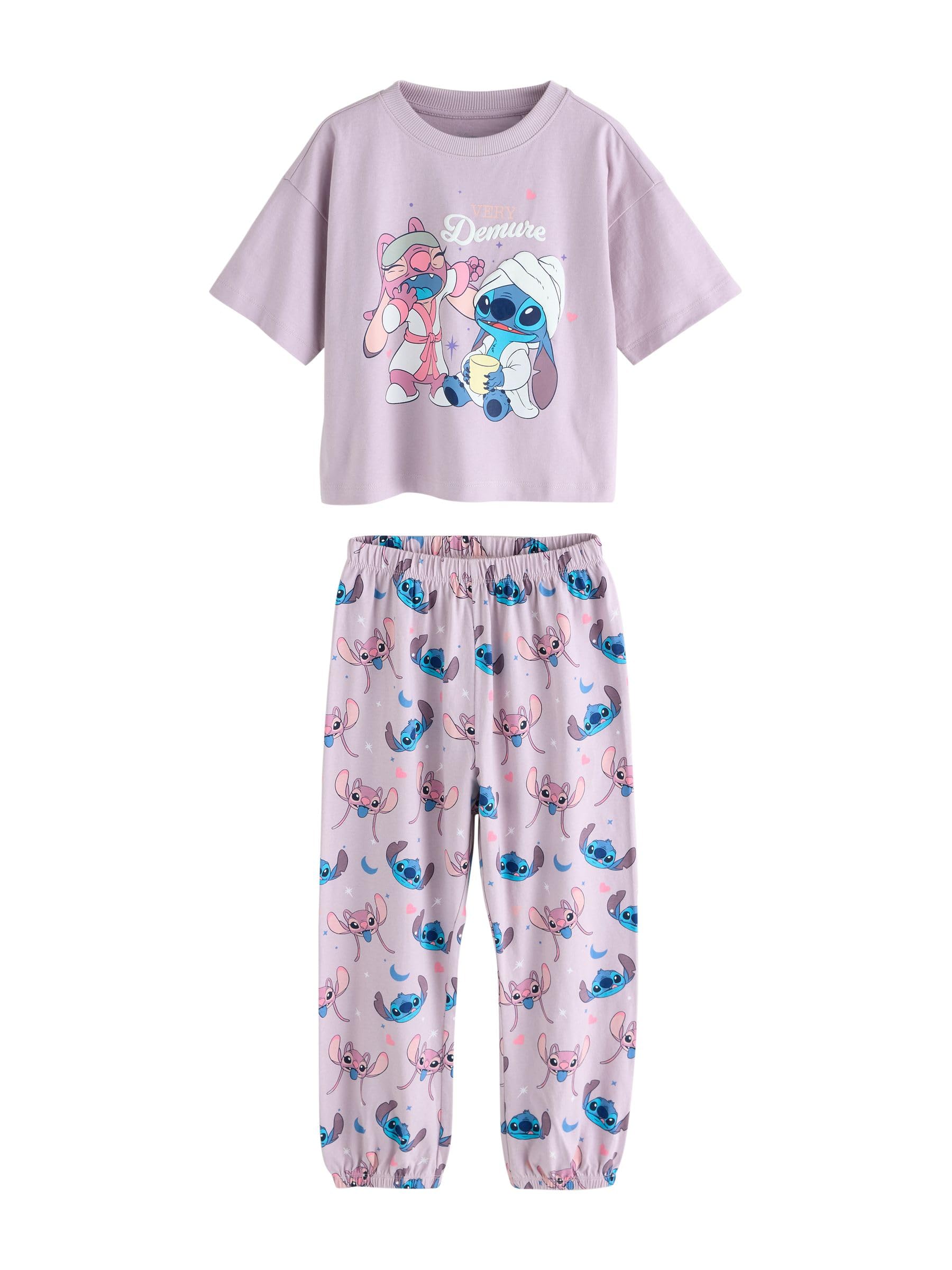 NEXT Mädchen Schlafanzug mit Jogginghose im 2er-Pack, Lilo & Stitch