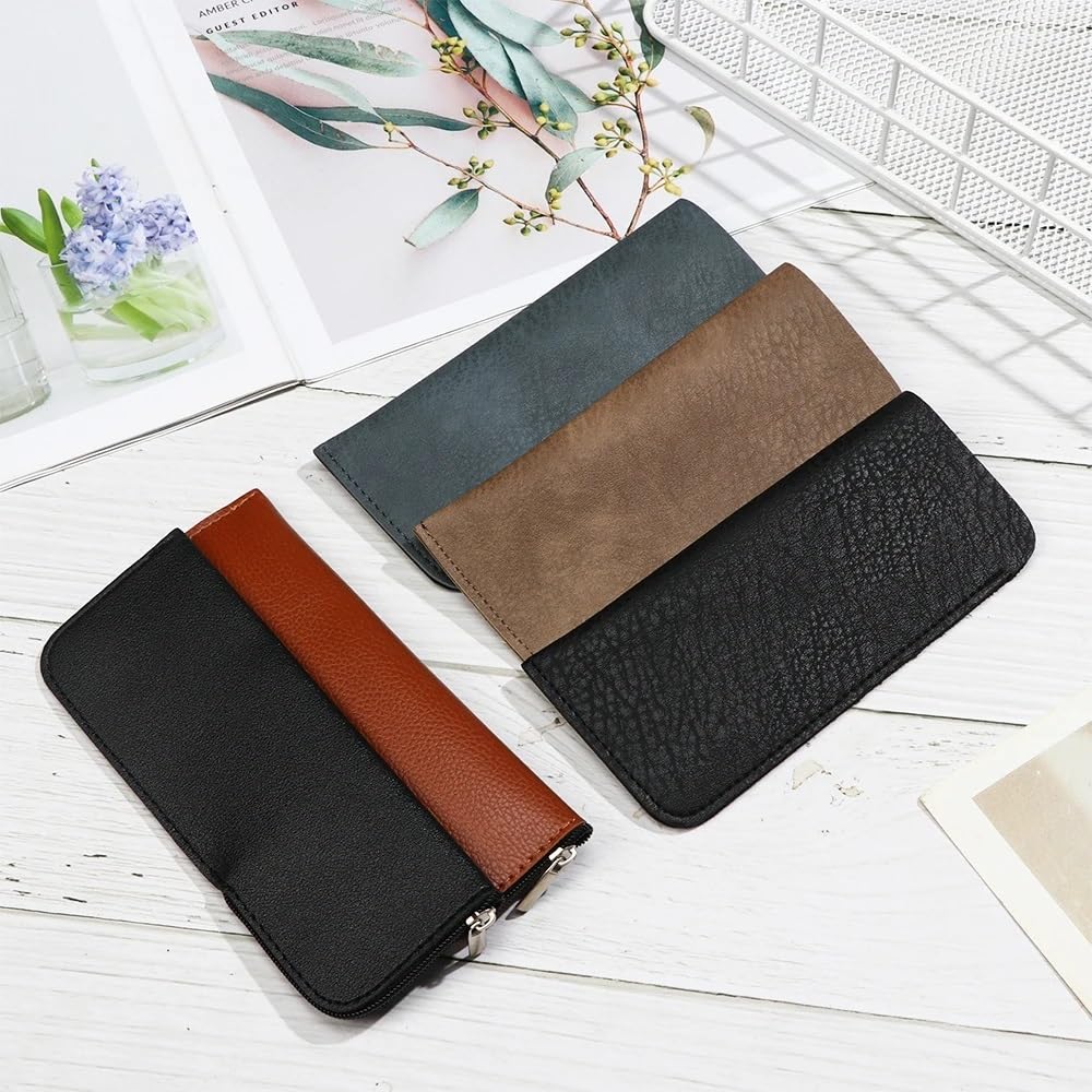 2/4/6 bolsas de cuero suave para gafas de lectura, impermeables, sólidas, bolsas de almacenamiento simples para gafas de sol (gris, 4 piezas), gris, Talla única