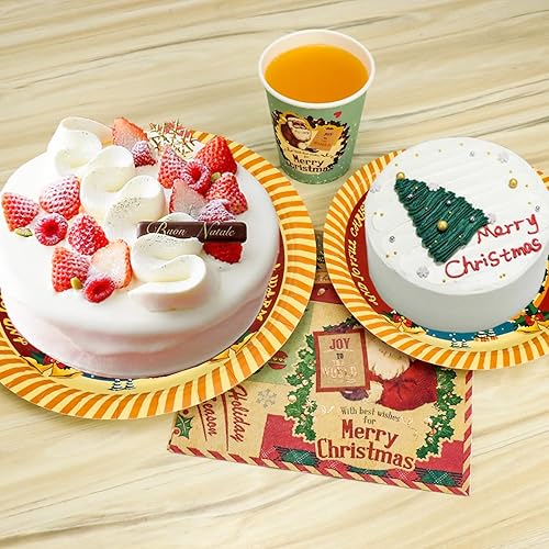 Vista 11 de Juego de 175 piezas desechables para fiestas de Navidad, vajilla de fiesta de feliz Navidad, platos de papel y servilletas para 25 invitados