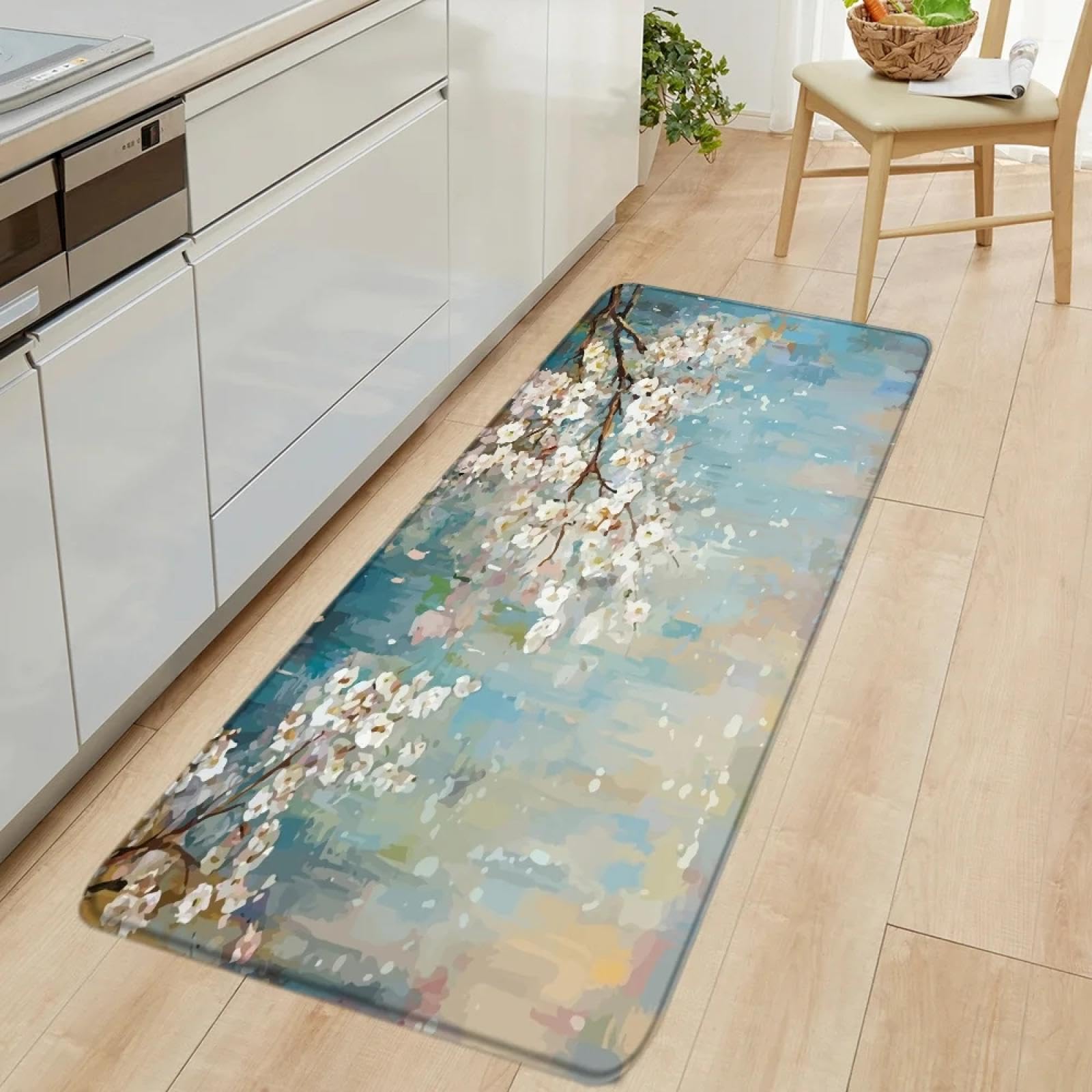 Decoración moderna para el hogar con alfombra retro de flores en tu salón