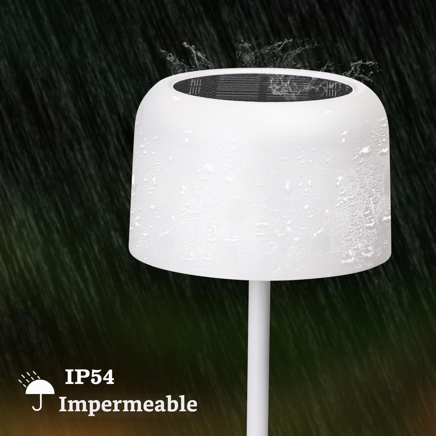 Aigostar Lámpara de Mesa Inalámbrica Recargable Solar y USB, Lámpara de Escritorio Táctil Regulable, Lámpara de Noche IP54 Impermeable para Interior y Exterior, Dormitorio, Restaurante - Blanco
