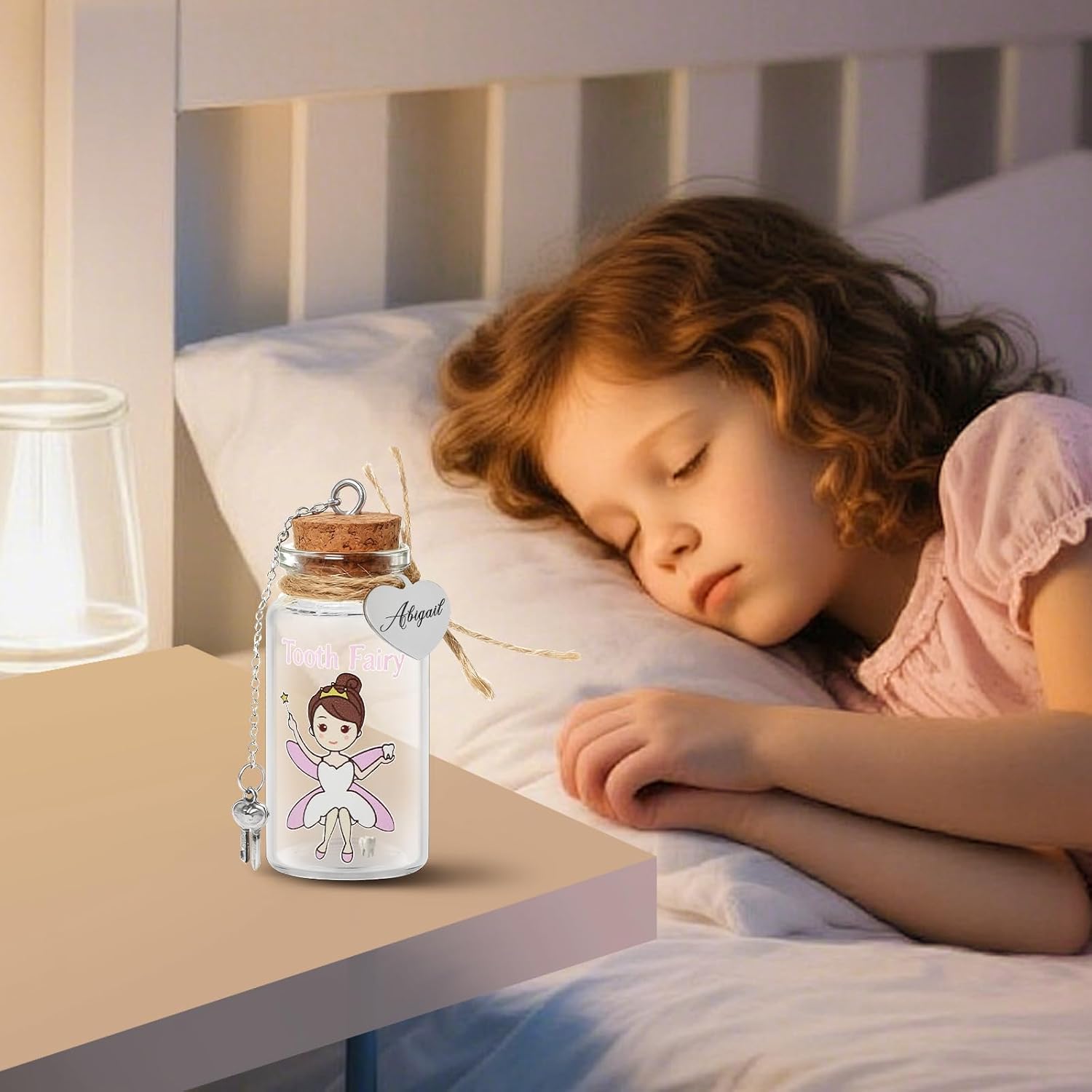 Beautiful Tooth Fairy Glass Bottle, Baby Tooth Box, Glass Tooth Holders for Lost Teeth, Tooth Fairy Keepsake for Kids (Customized) image 4