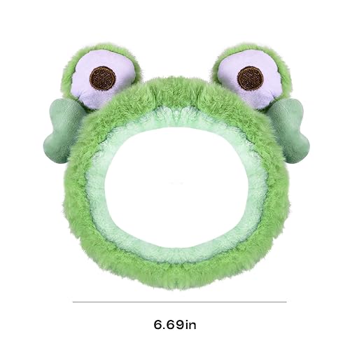 Miniatura 6 de Miroksh Diadema Kawaii esponjosa para spa, linda diadema de rana verde para mujeres y niñas, lavado de cara, maquillaje, fiesta de niños, forro