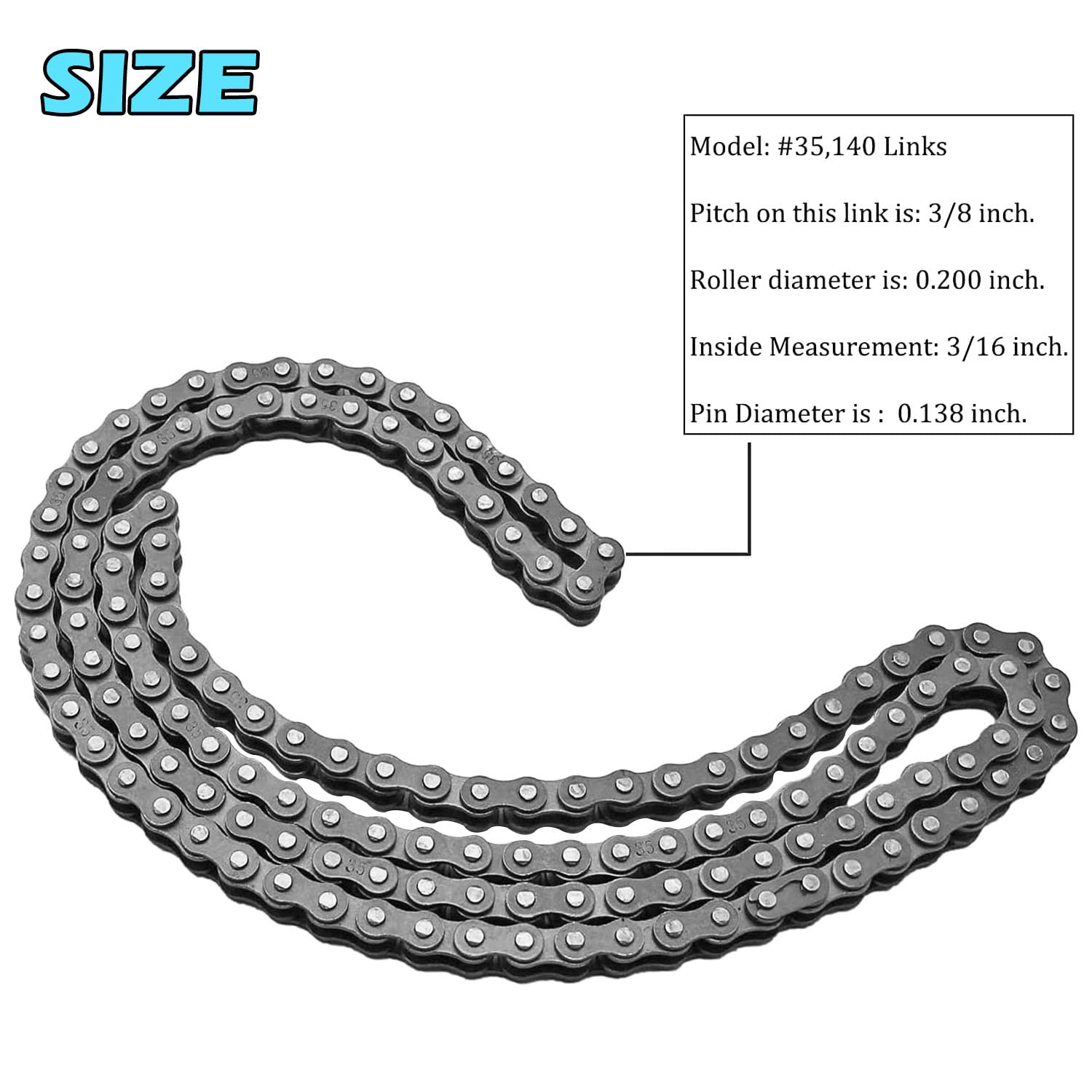 #35 140 Links Drive Chain 35 Roller Chain for 79cc 97cc 100cc — Amazon image 2