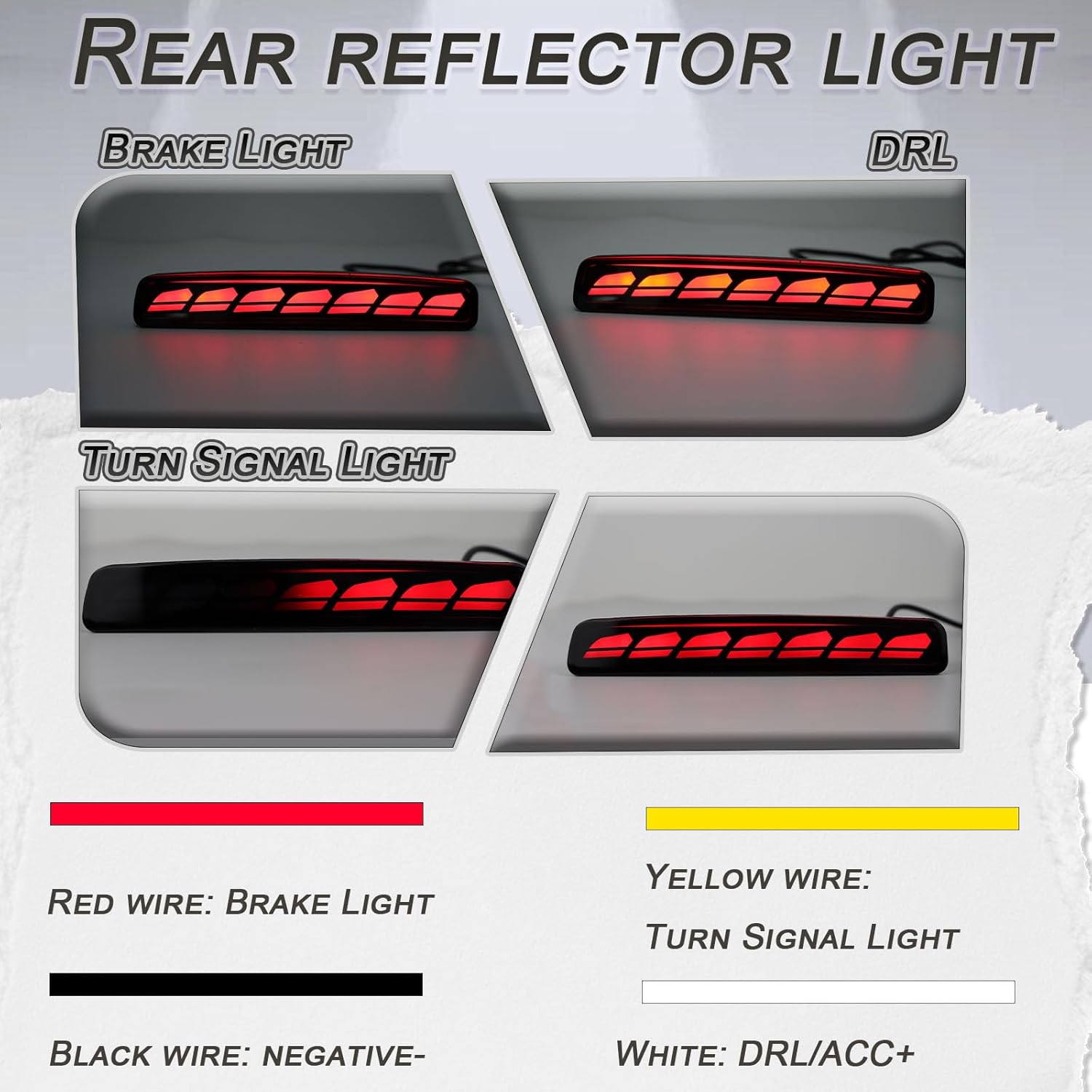 Full Lens LED Rear Reflector Bumper Fog Light Assembly kit for Toyota Prius V and 2014-16 Scion tC,Sequential Turn Signal Light & Brake Light & Daytime Running Light,2 PCS (BLACK)