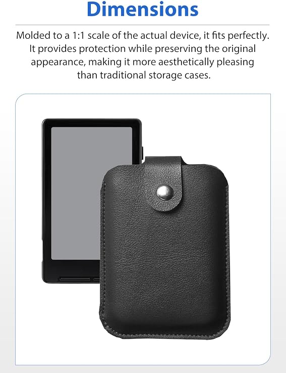for Xteink X4 /X4 Pro 4.3 / X3 E-Reader PU Leather Carrying Case, Shockproof Protective Cover with Snap Button Closure, Water-Resistant Anti-Scratch Travel Pouch (Black)