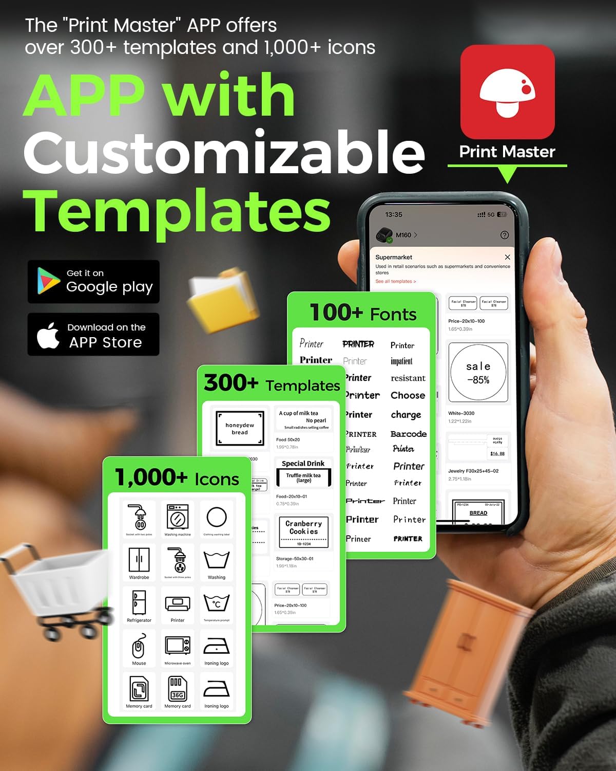 Phomemo Label Maker, M160 Bluetooth Address Label Printer with Different Fonts and Templates, 2 Inch Barcode Label Maker for Small Business, Mailing, Logo, Clothing, Sticker Printer for Phone& PC - Image 5