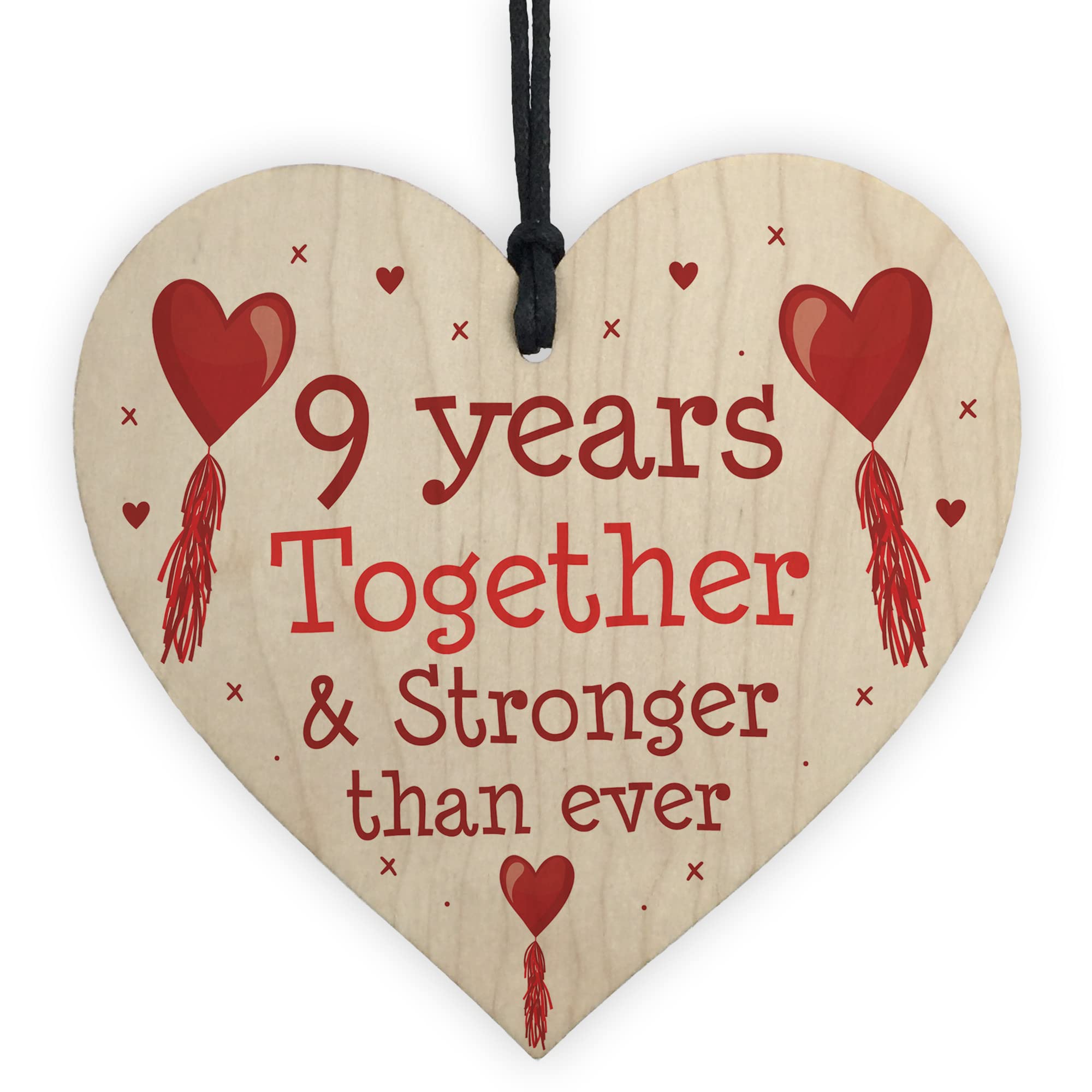 9th Anniversary Wood Heart Perfect For Husband And Wife Him Her Keepsake