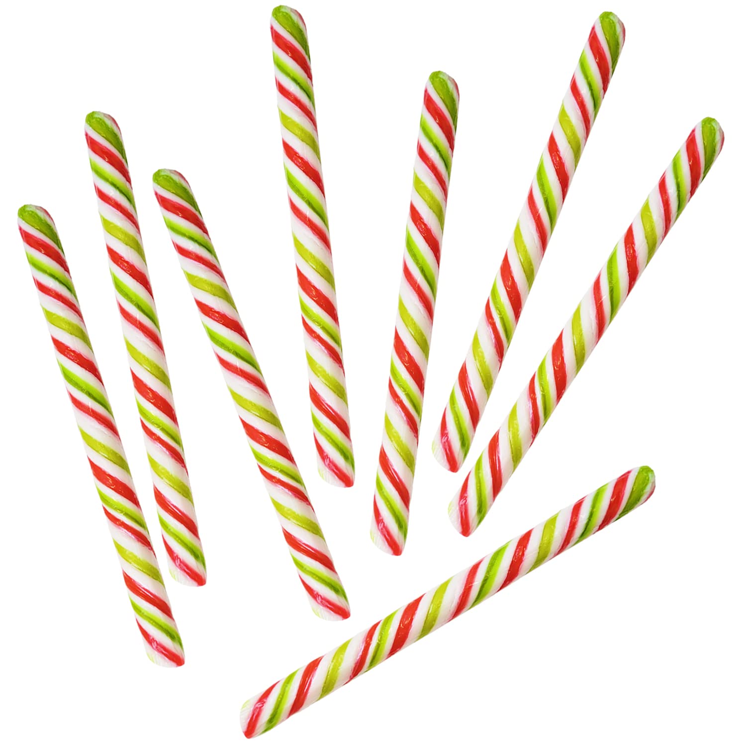 Candy Cane Sticks Suckers, Old-Fashioned Multicolored Mixed-Fruit Flavor, Individually Wrapped, 5.5" Inch, Net WT 10.17 oz (288g), 24-Pack - 0.42oz (12g) Pieces (Red, White, & Green)