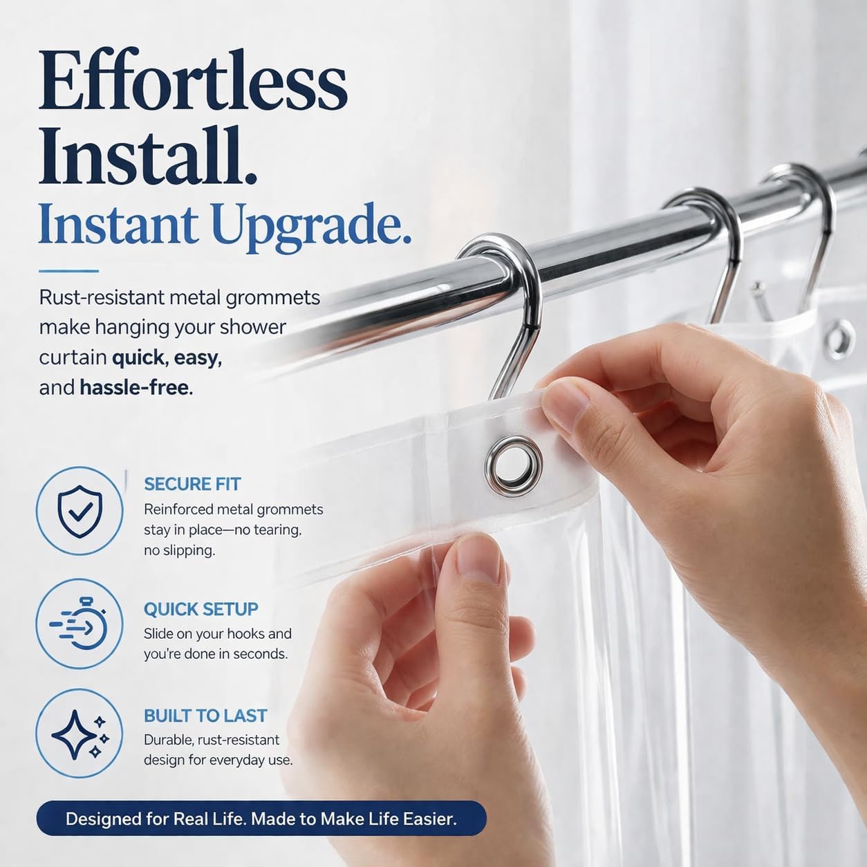 Frosted Shower ain Liner, PEVA Waterproof Bath ain, No