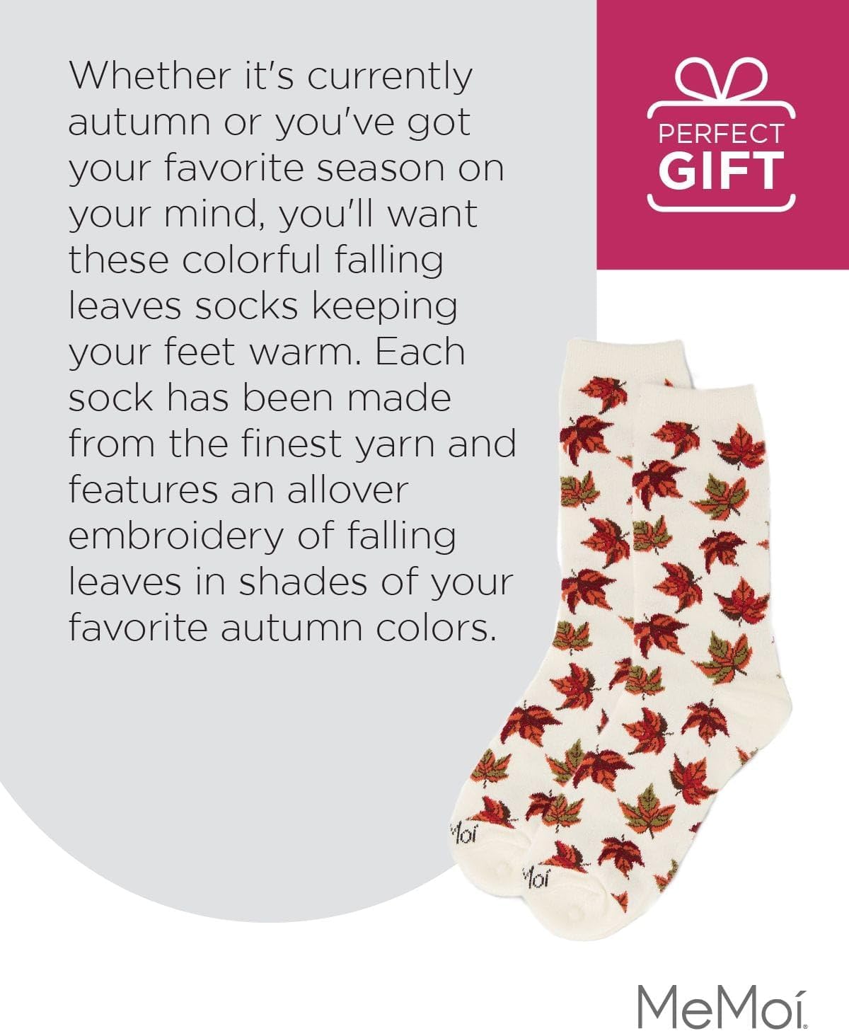 MeMoi Women's Autumn Falling Leaves Rayan Blend Crew Socks