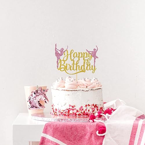 Miniatura 6 de WeBenison Decoración de pastel de ballet con purpurina, suministros de pastel de bailarina bailarina, decoración de fiesta de cumpleaños de