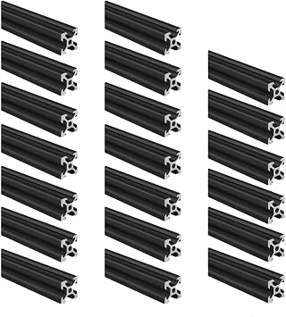 2020 Aluminum Extrusion V Slot 510mm Long Black 4 Pack, Extruded Aluminum Profile V-Slot 20 Series European Standard Anodized Linear Rail 20 x 20 20.08" 4Pcs