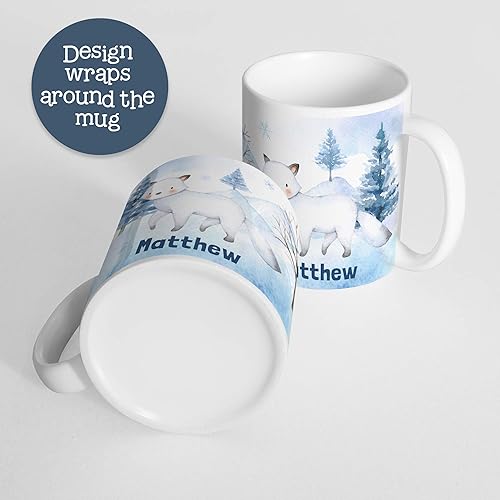 Miniatura 2 de Kids Christmas Mug Customize with Name Winter Fox in Snow Unbreakable Child's Hot Cocoa Cup | Dishwasher Safe BPA and Melamine Free