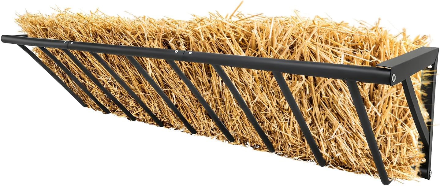 Garvee Hay Feeder for Horses, 63'' Long Hay Rack with 67 Gallon Large Capacity, Heavy Duty Carbon Steel Wall Mounted Feeder Rack for Horses, Goats, Sheep in Stable and Farm