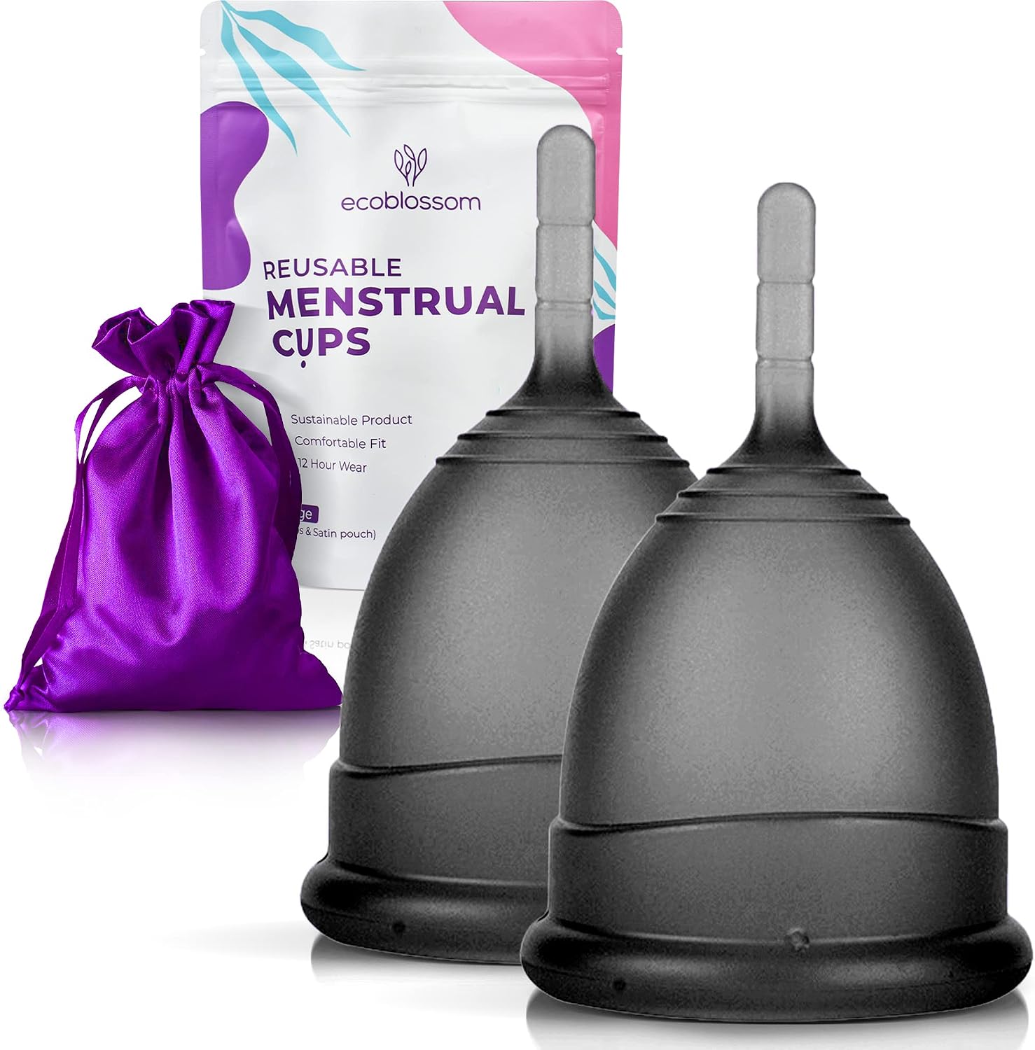 EcoBlossom Menstrual Cup Kit Tampon, Pad, and Disc Alternative Product Wear for 12 hours