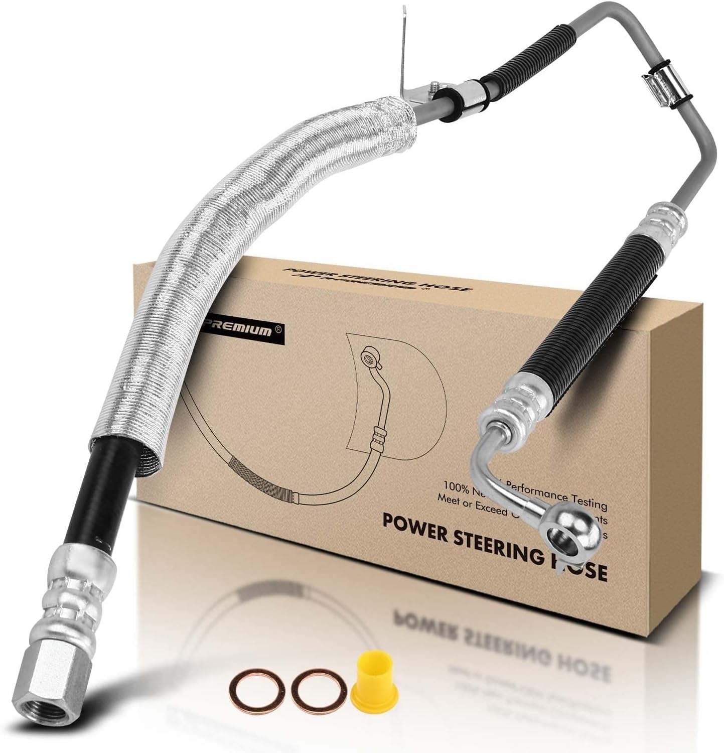 A-Premium Power Steering Pressure Hose Line Assembly Compatible with Toyota Camry 1997-2001, Solara 1999-2003 & Lexus ES300 1997-2001, 3.0L, with Aluminum Foil Sheath, From Pump (43-1/4" Hose)