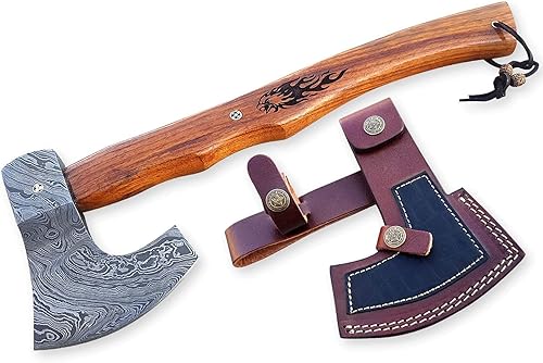 Miniatura 2 de Cuchillo de caza del hacha del hacha de acero de Damasco Tomahawk que acampa al aire libre/garantía del tiempo de vida en defecto del fabricante.