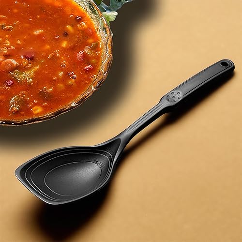 Miniatura 8 de Cuchara de cocina grande de silicona, juego de cuchara sólida antiadherente con perno profundo y marca de medición para mezclar, servir, escurrir,