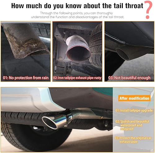 Miniatura 4 de JeCar Tubo de punta de silenciador de cola de escape de acero inoxidable para automóvil, diámetro de las tuberías 3.1 pulgadas para Toyota 4Runner