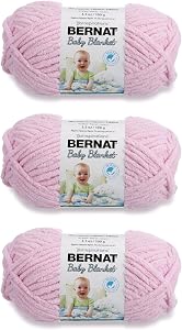 Bernat Baby Blanket Baby Pink Yarn - 3 Pack of 100g/3.5oz - Polyester - 6 Super Bulky - 72 Yards - Knitting/Crochet