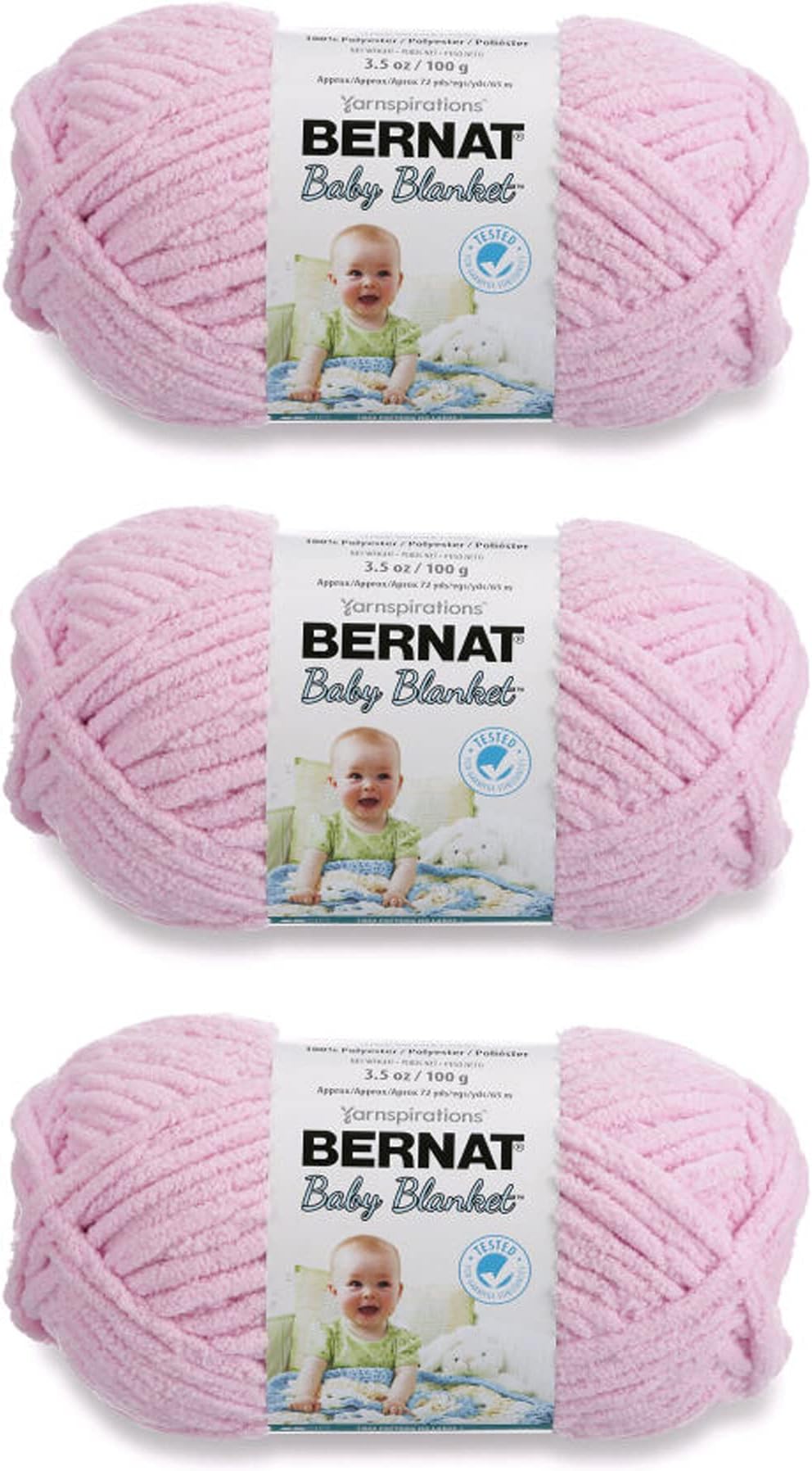 Baby Blanket Baby Pink Yarn - 3 Pack of 100g/3.5oz - Polyester - 6 Super Bulky - 72 Yards - Knitting/Crochet