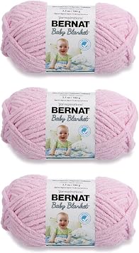 Bernat Baby Blanket Baby Pink Yarn - 3 Pack of 100g/3.5oz - Polyester - 6 Super Bulky - 72 Yards - Knitting/Crochet