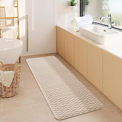 Miniatura 5 de Alfombra de baño antideslizante, 16 x 47 pulgadas, lavable a máquina y absorbente de agua, alfombra de baño de microfibra suave y gruesa para ducha,