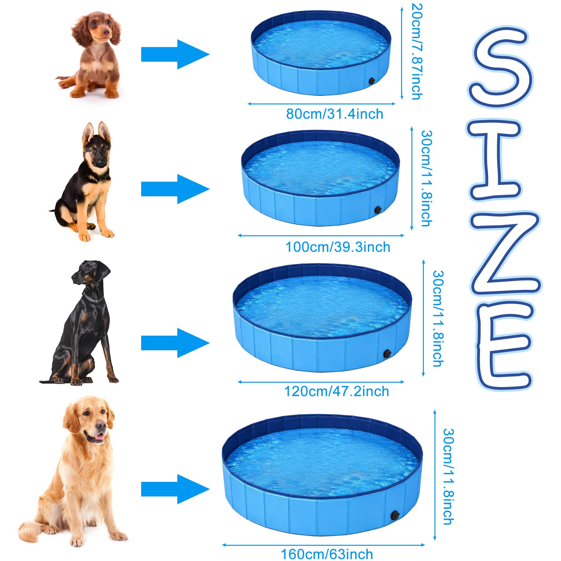 Hundepool Faltbar,120x30cm Faltbarer Pool mit Ablassventil,Swimmingpool Hundebadewanne Faltbarer,Planschbecken für Haustiere für Hunde und Katzen