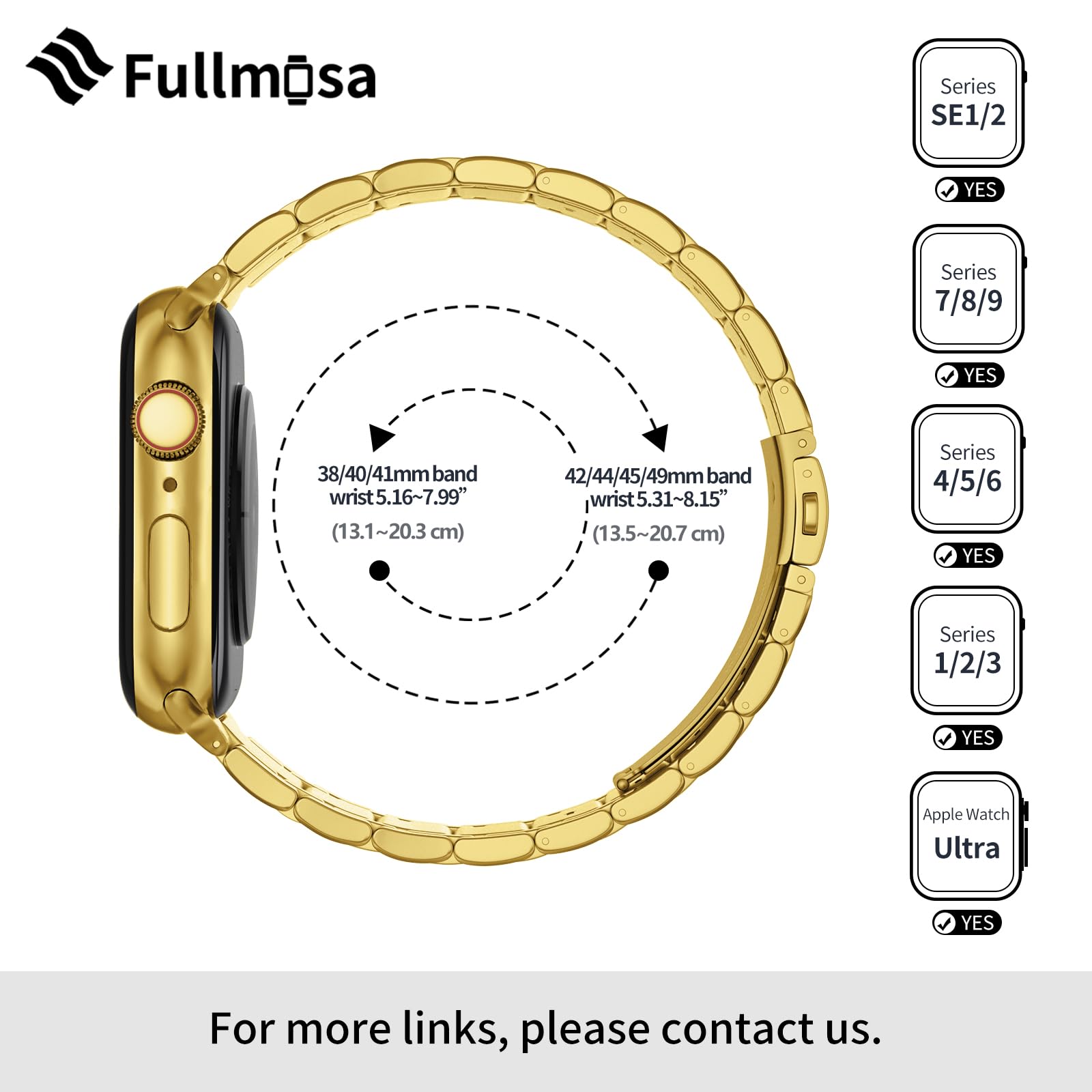 Fullmosa Compatible with Apple Watch Straps 41mm 40mm 38mm Stainless Steel Replacement iWatch Bands with TPU Protective Case for SE 3/2/1 Series 9 8 7 6 5 4 3 2 1 - Image 4
