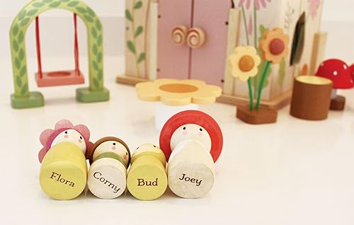 Miniatura 9 de Tender Leaf Toys - Casa de campo de palisandro - Juego de casa de muñecas de madera amueblada portátil de 2 pisos con asa, 4 piezas de familia de