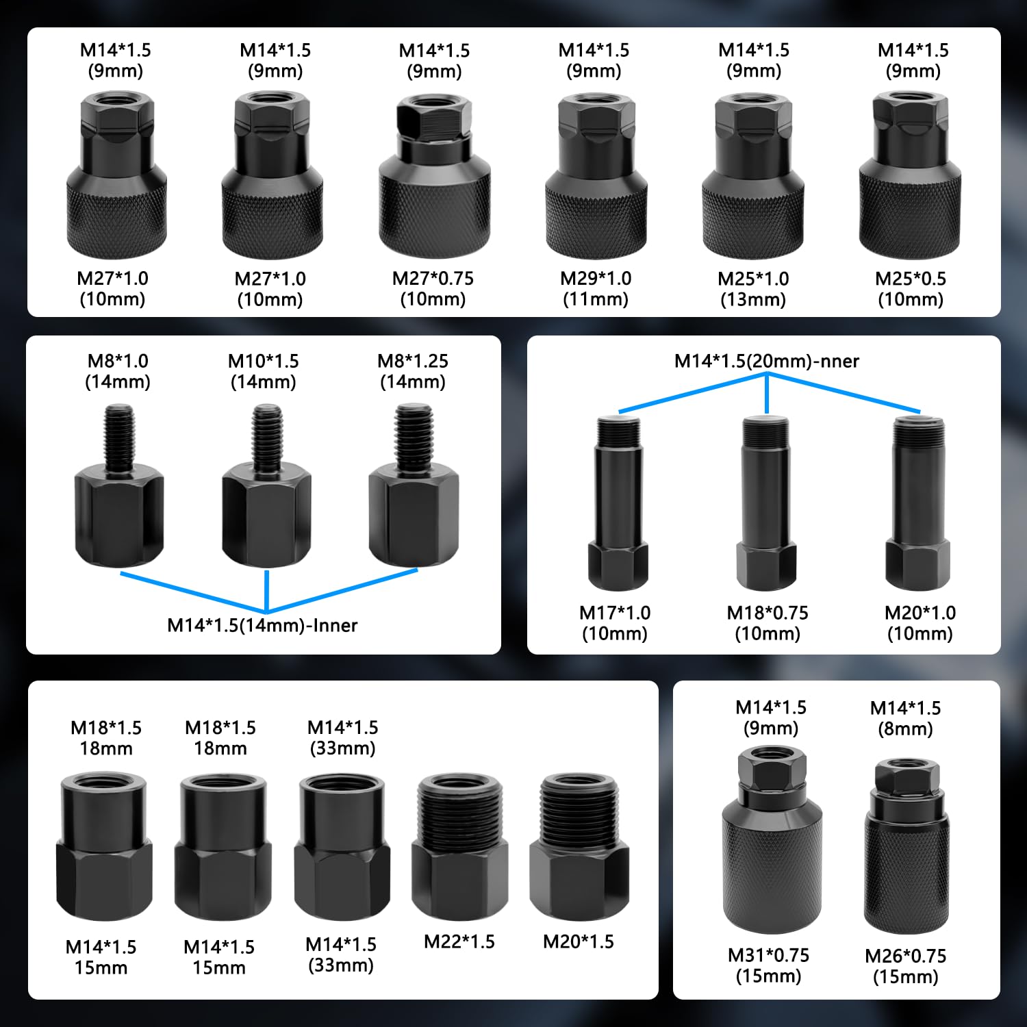 ZKTOOL 24 Pièces Extraction d'Injecteurs Diesel Pneumatique, Démontage d'Injecteurs Diesel à Vibrations Pneumatiques, avec 19 Adaptateurs, Connecteurs US/EU et Poignée Portative